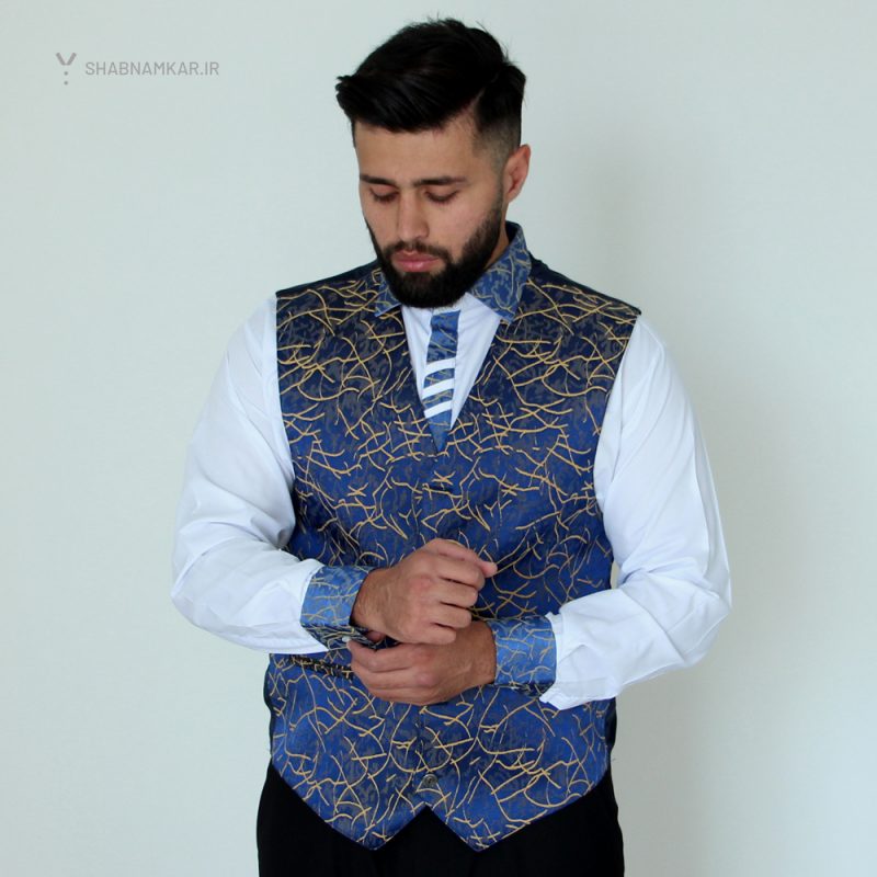 جلیقه فرم رستورانی آبی شبنم